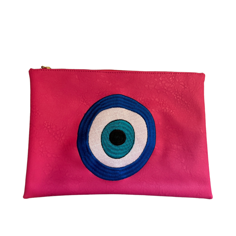 LE TRIO Hot Pink Evil Eye Pouch