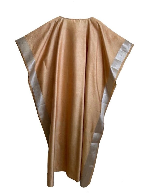 BY RAFAH BEIGE and silver SILK Kaftan