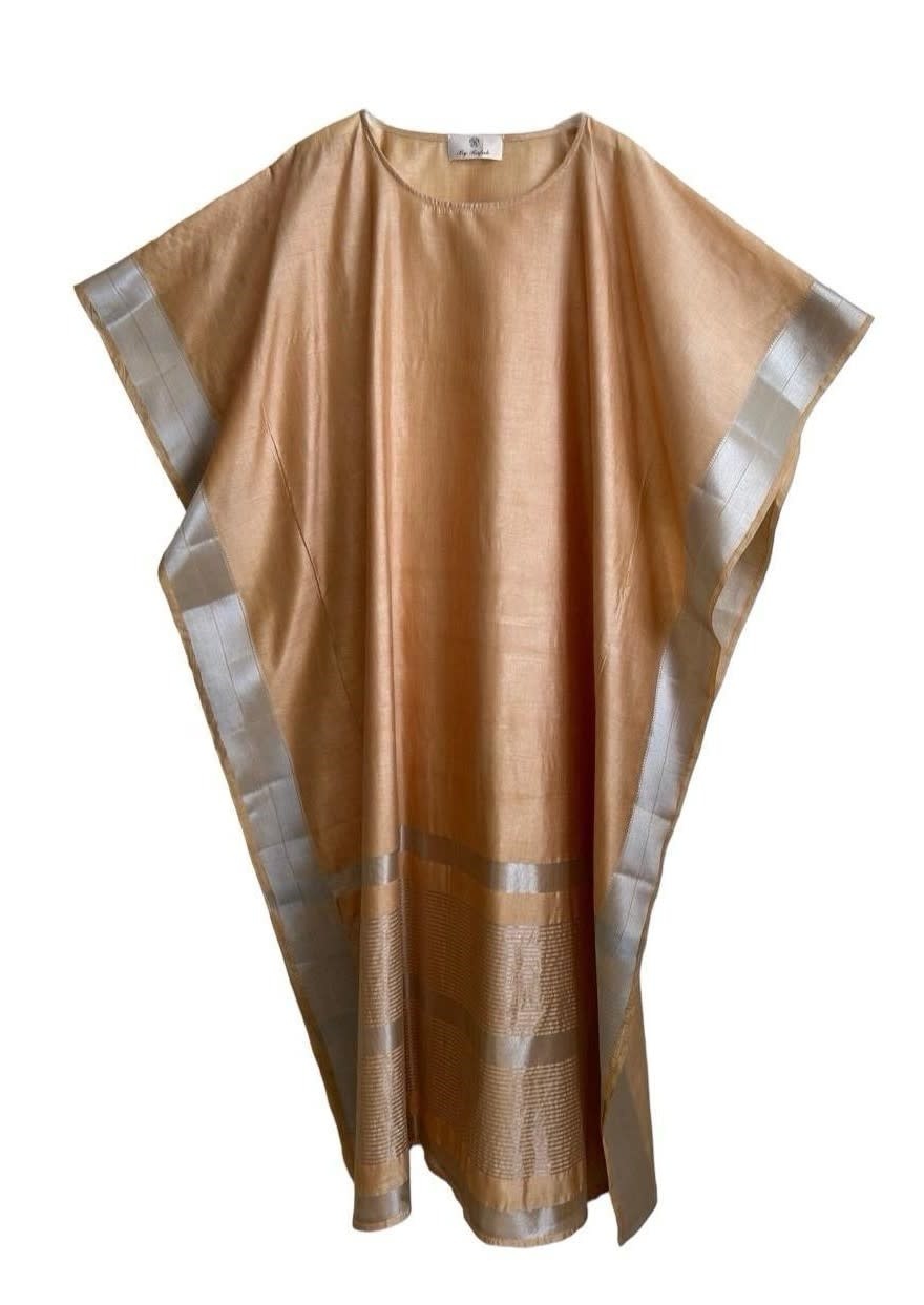 BY RAFAH BEIGE and silver SILK Kaftan