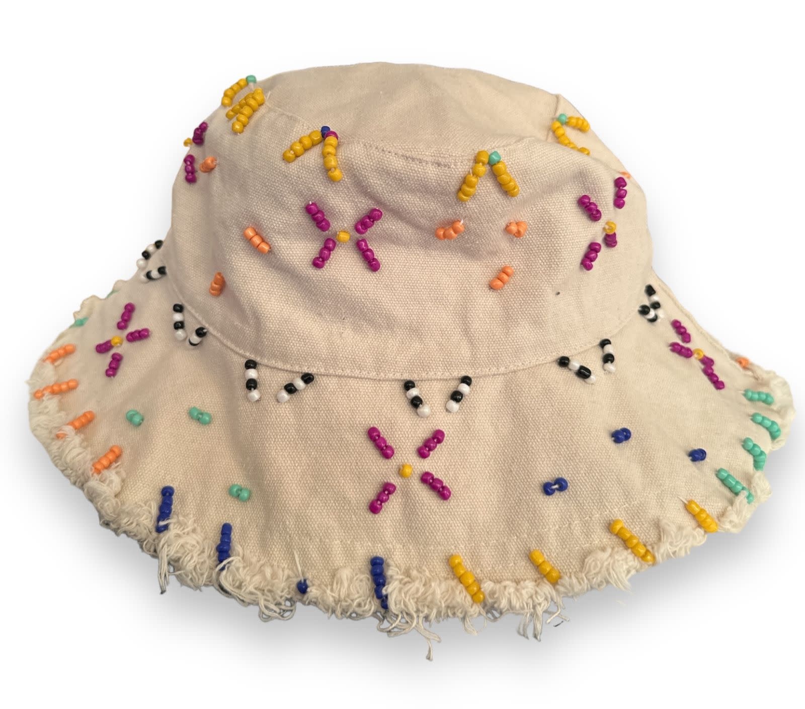 LE TRIO Beige Beaded Bucket Hat