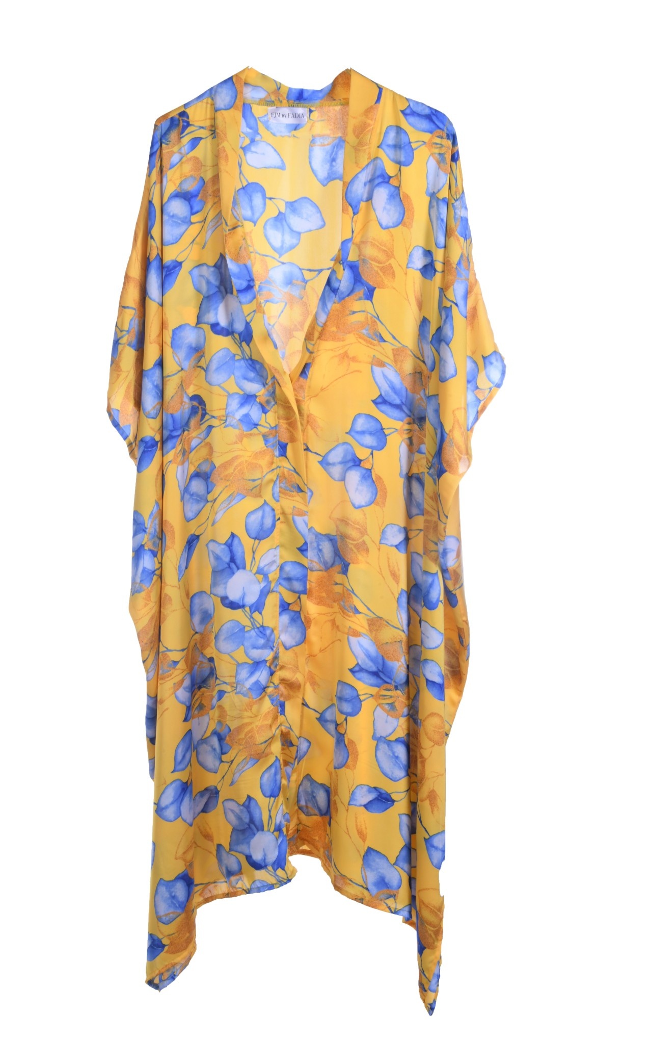 FADIA MASHAAL yellow floral silk kimono