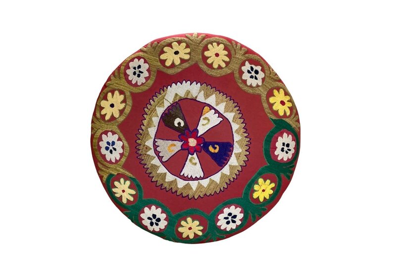 MAY KHOURY Uzbek Suzani Round Stool