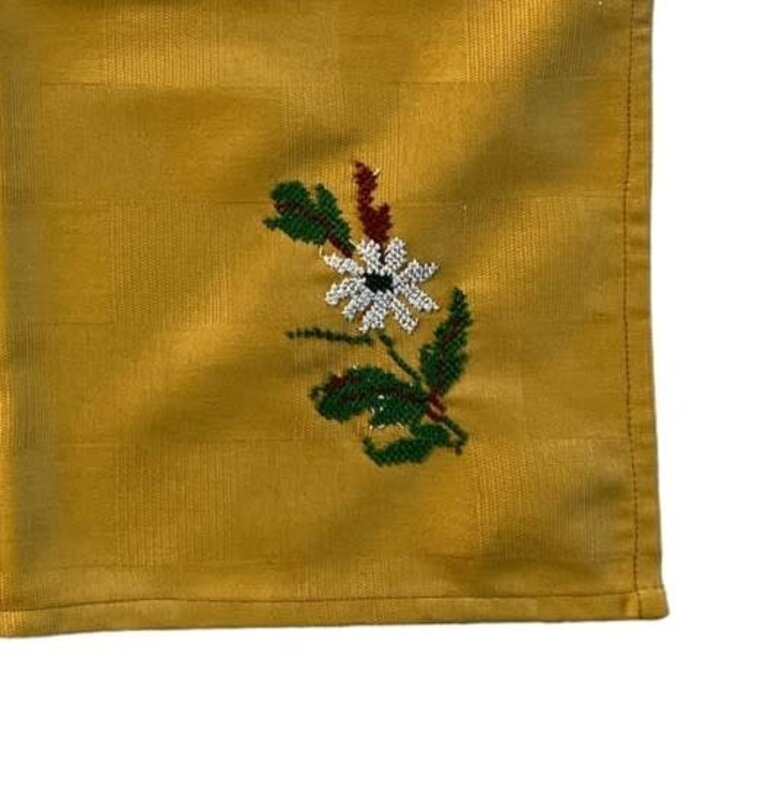 MAY KHOURY Yellow napkins linen with embroidery set of 6