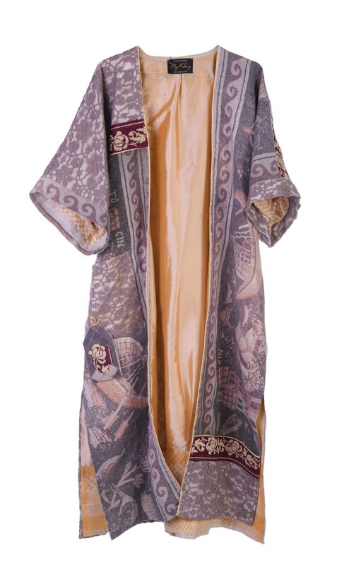 MAY KHOURY brown and beige kaftan with lace