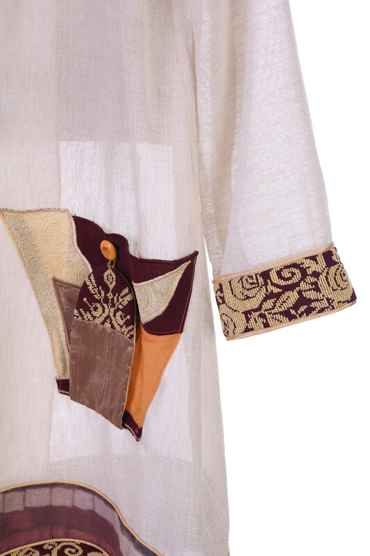 MAY KHOURY white long jacket with brown details