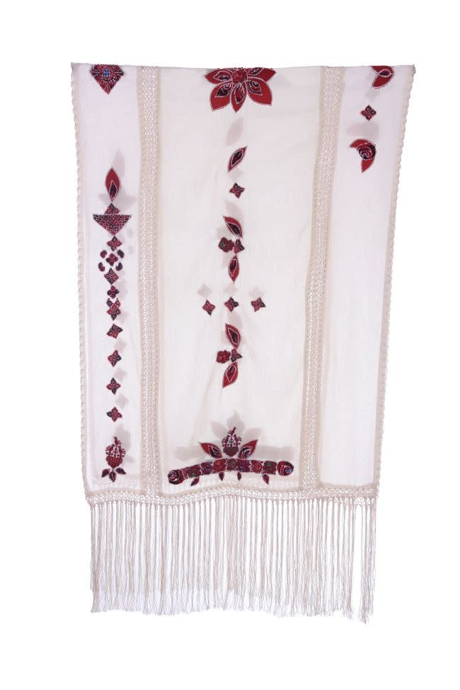 MAY KHOURY White Najaf shawl with crochet