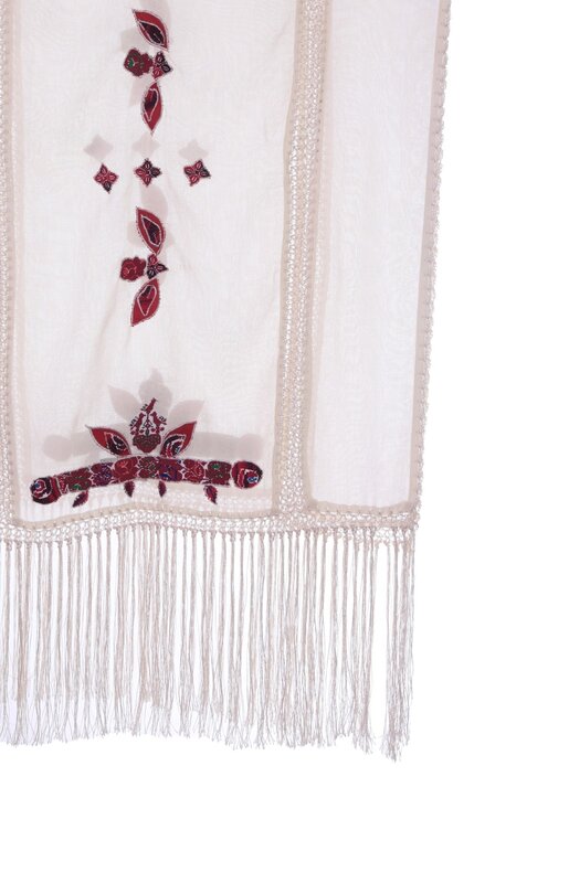 MAY KHOURY White Najaf shawl with crochet