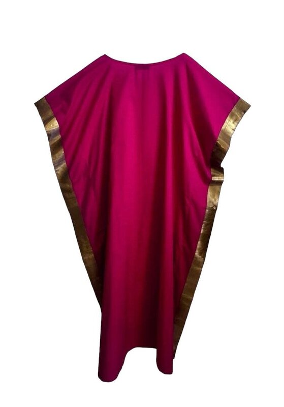 BY RAFAH FUSCHIA kaftan WITH GOLD DETAILS