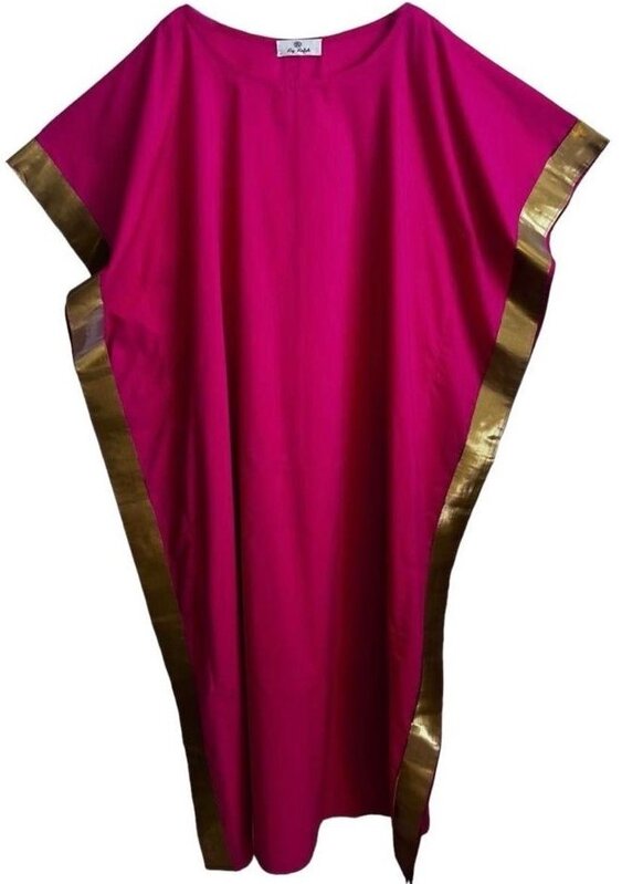 BY RAFAH FUSCHIA kaftan WITH GOLD DETAILS