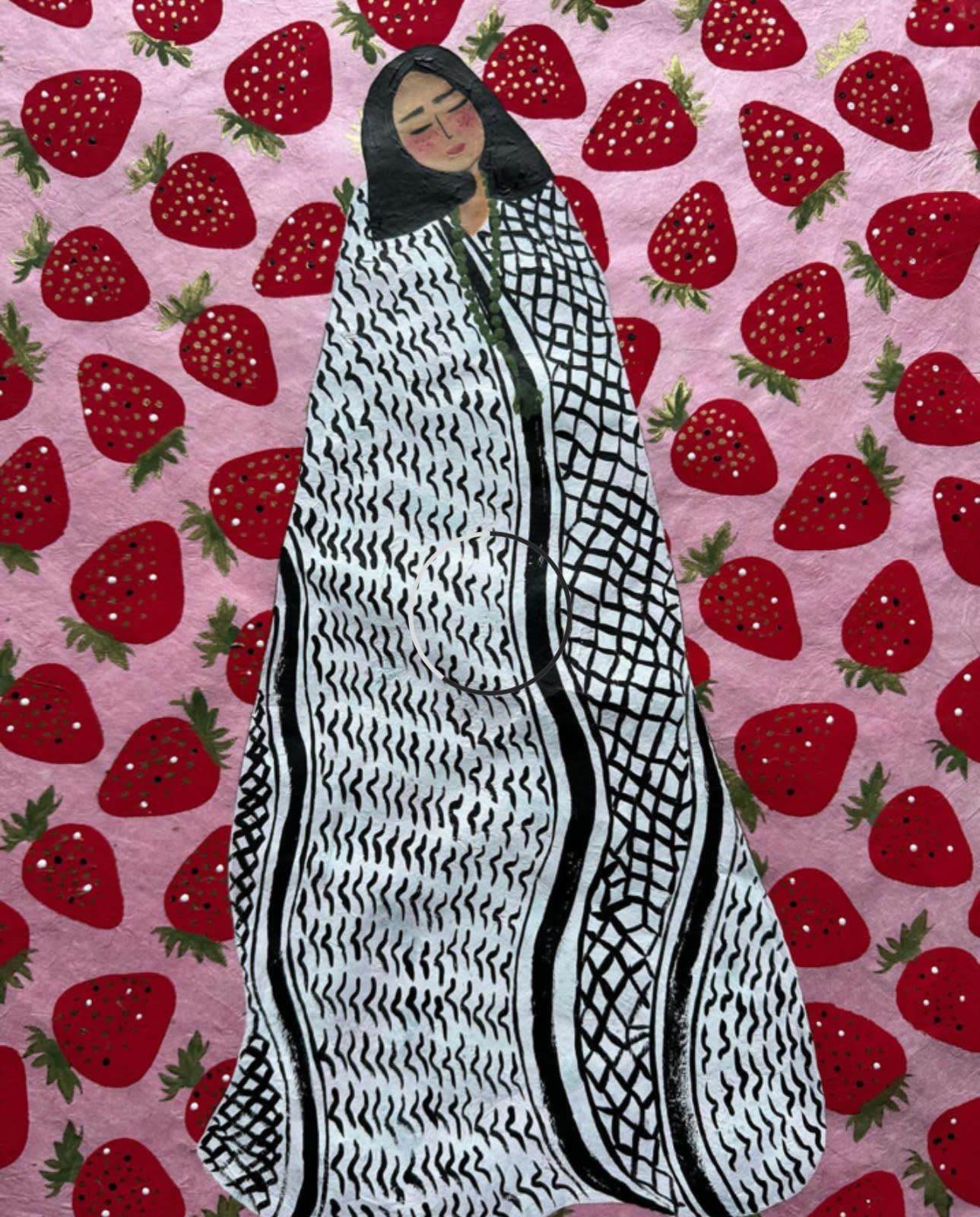 KITABA BY TALA ABUNUWAR "I am Gaza's Strawberry" "أنا فراولة غزة" Large Framed Artwork - (54*44cm)