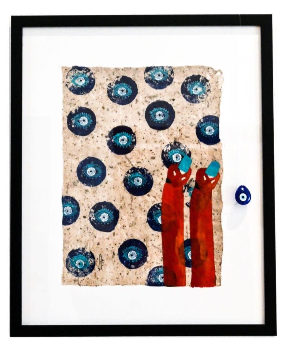 KITABA BY TALA ABUNUWAR "Protected Evil Eye" "محفوظ" Large Framed Artwork - (54*44cm)