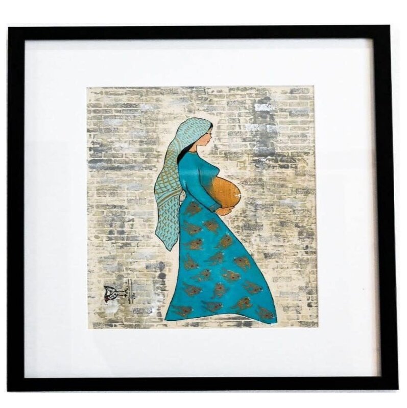 KITABA BY TALA ABUNUWAR "Every Palestinian Woman has a Vow of Liberation" "لكل امرأة فلسطينية نذر محرر" Large Frame Artwork - (54*44cm)