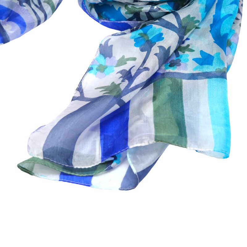 ALKUTBIA BLUE AND GREEN silk  SCARF