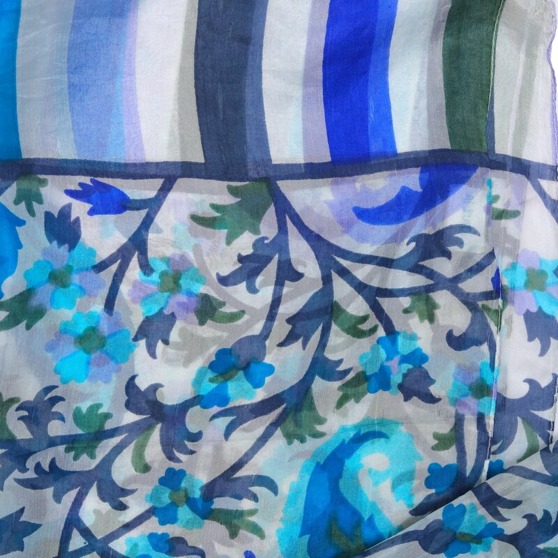 ALKUTBIA BLUE AND GREEN silk  SCARF