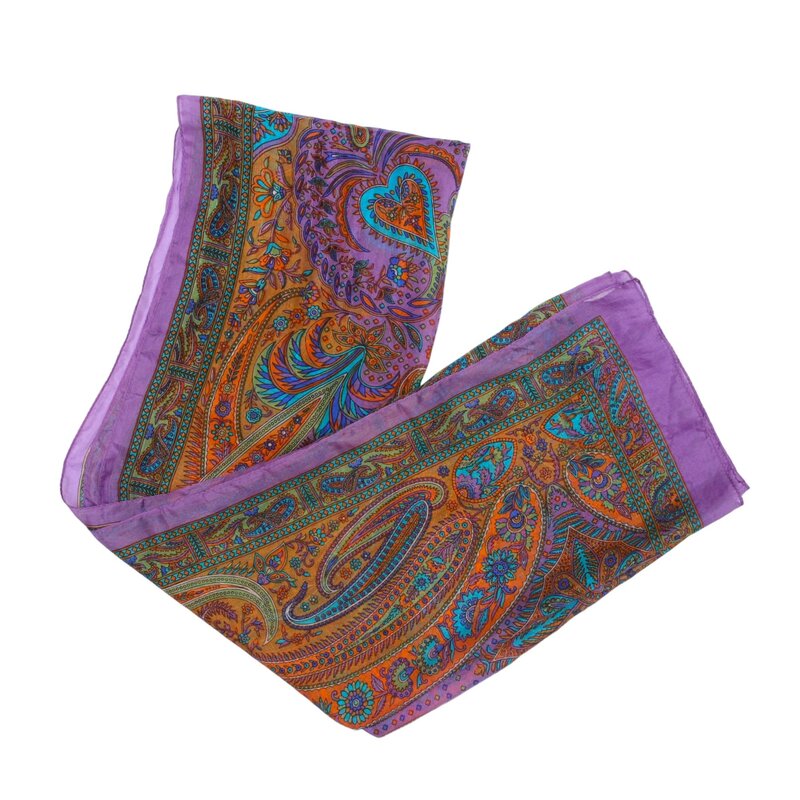 ALKUTBIA PURPLE AND MULTICOLOR SILK SCARF