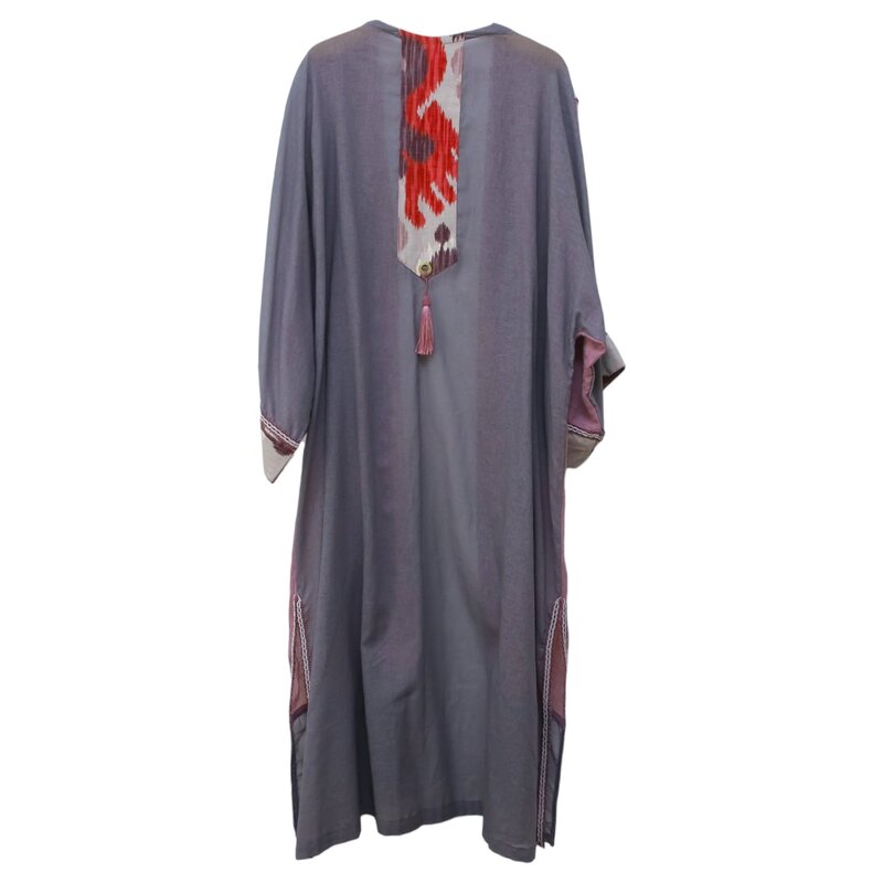 ALKUTBIA PURPLE AND GREY Abaya WITH IKAT