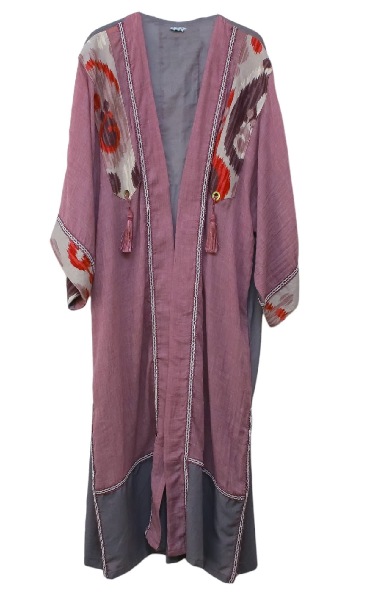 ALKUTBIA PURPLE AND GREY Abaya WITH IKAT