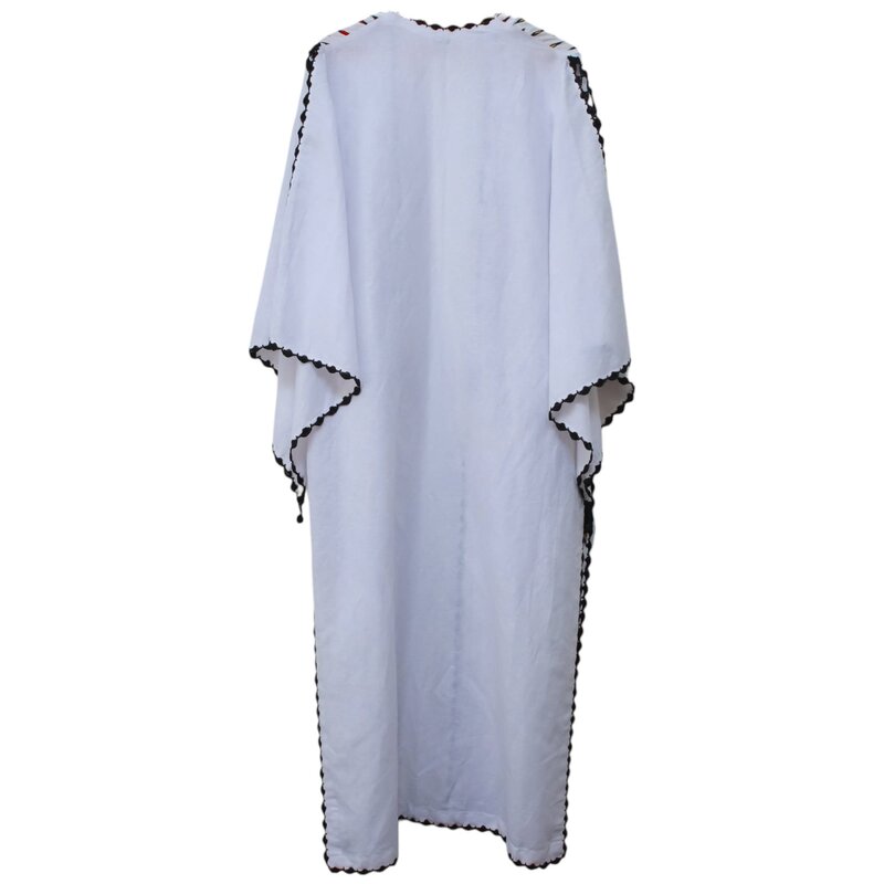 ALKUTBIA WHITE LINEN baya with MULTICOLOR Details