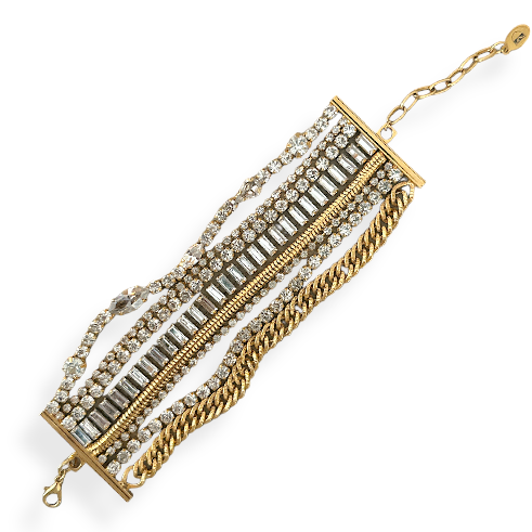 D BY DALIA Gold Layered Chains and Strass Bracelet