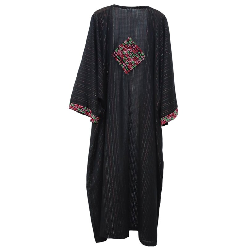 ALKUTBIA BLACK ABAYA WITH MULTICOLOR EMBROIDERY