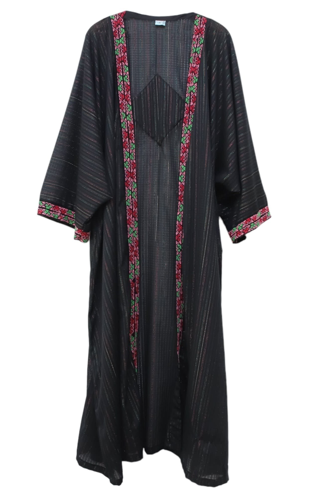 ALKUTBIA BLACK ABAYA WITH MULTICOLOR EMBROIDERY