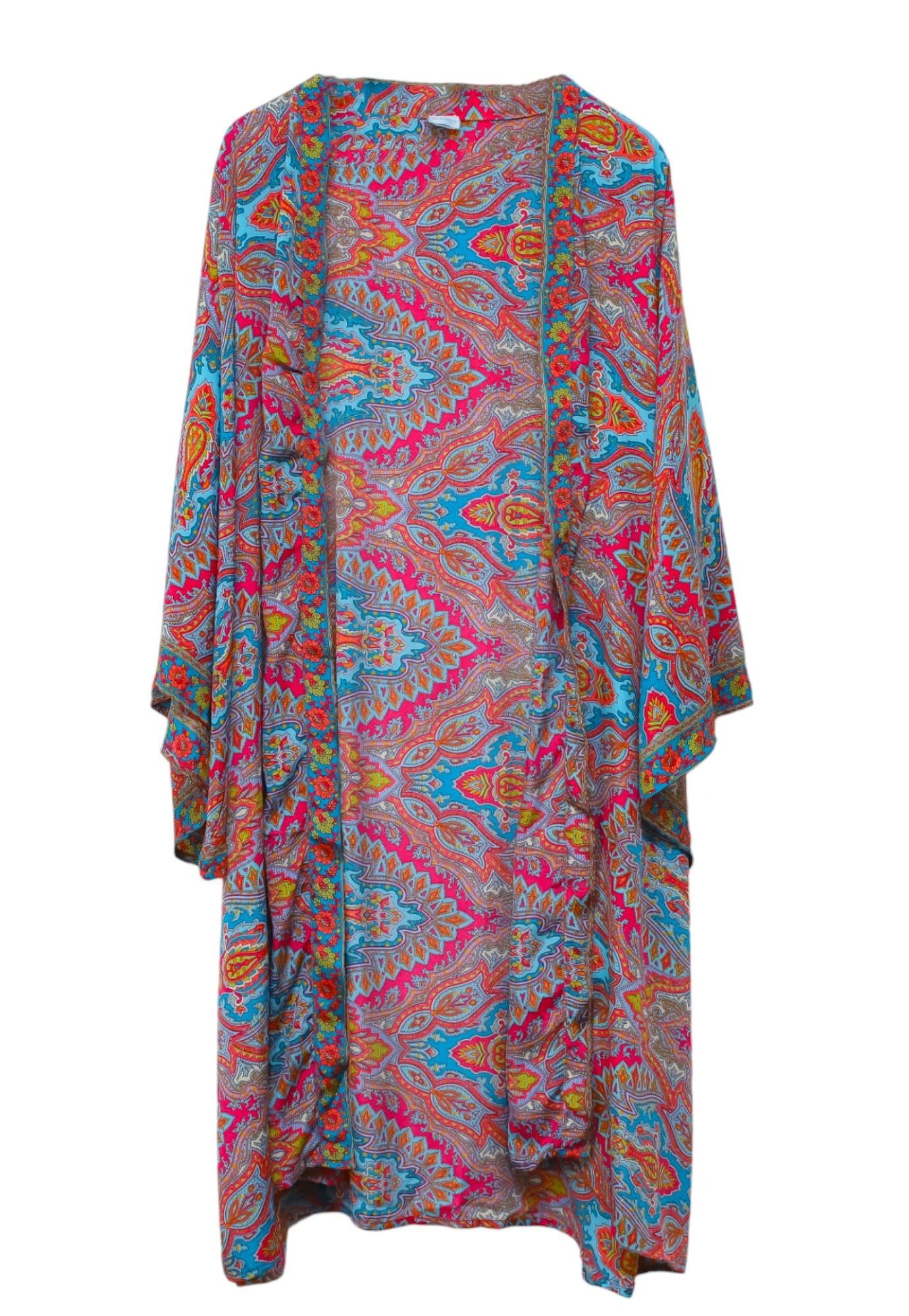 ALKUTBIA PINK AND TURQUOISE KIMONO