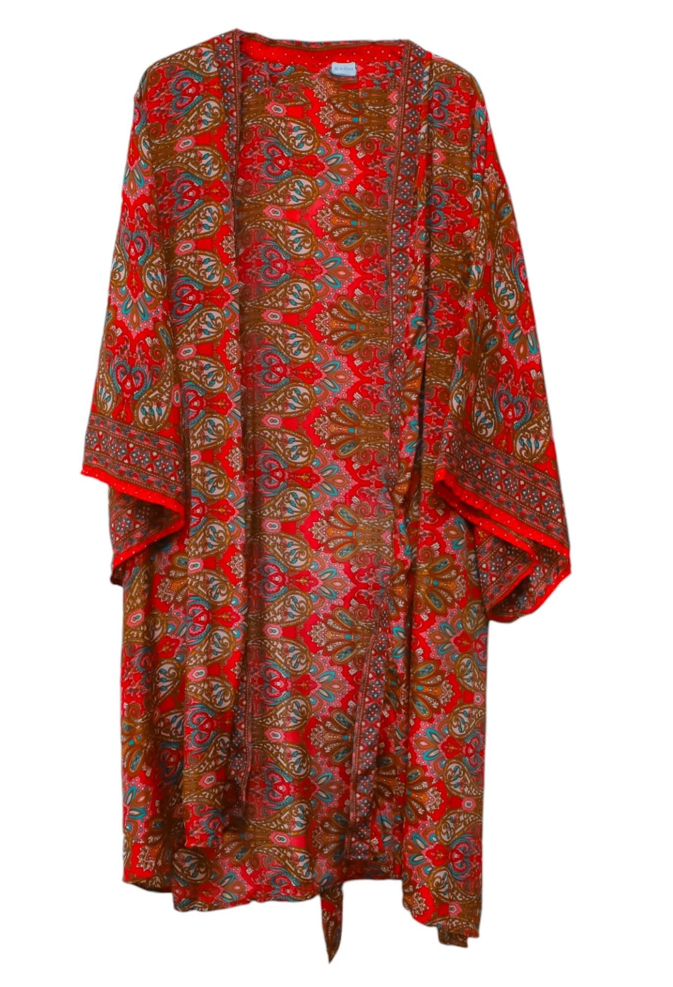 ALKUTBIA RED AND GREEN KIMONO