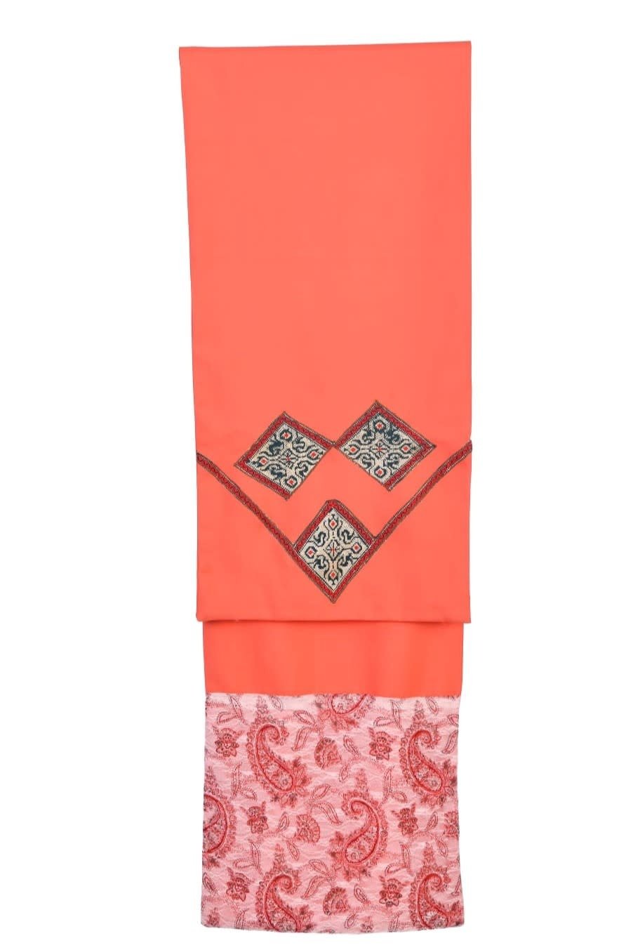 HANDMADE WITH MONA Coral Orange Silk Shawl