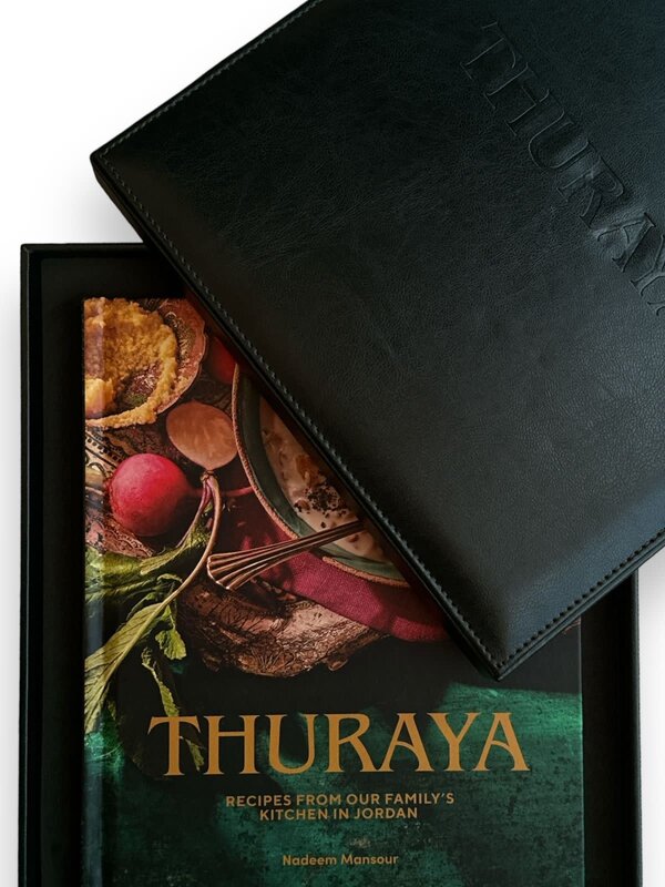 THURAYA Thuraya "Recipes From Our Family's Kitchen in Jordan" Cookbook with Leather Cover