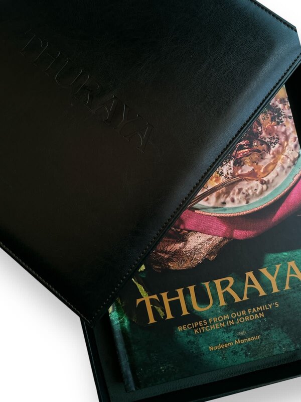 THURAYA Thuraya "Recipes From Our Family's Kitchen in Jordan" Cookbook with Leather Cover