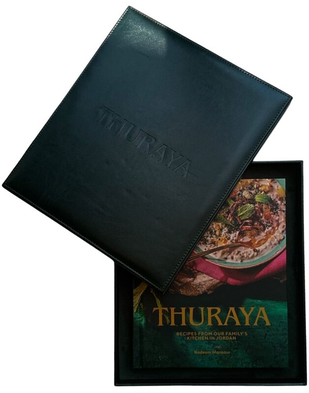 THURAYA Thuraya "Recipes From Our Family's Kitchen in Jordan" Cookbook with Leather Cover