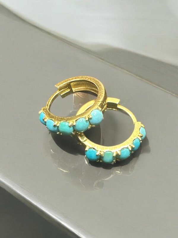 YOLA JAHSHAN 18K Gold with blue topaz Hoop Earrings