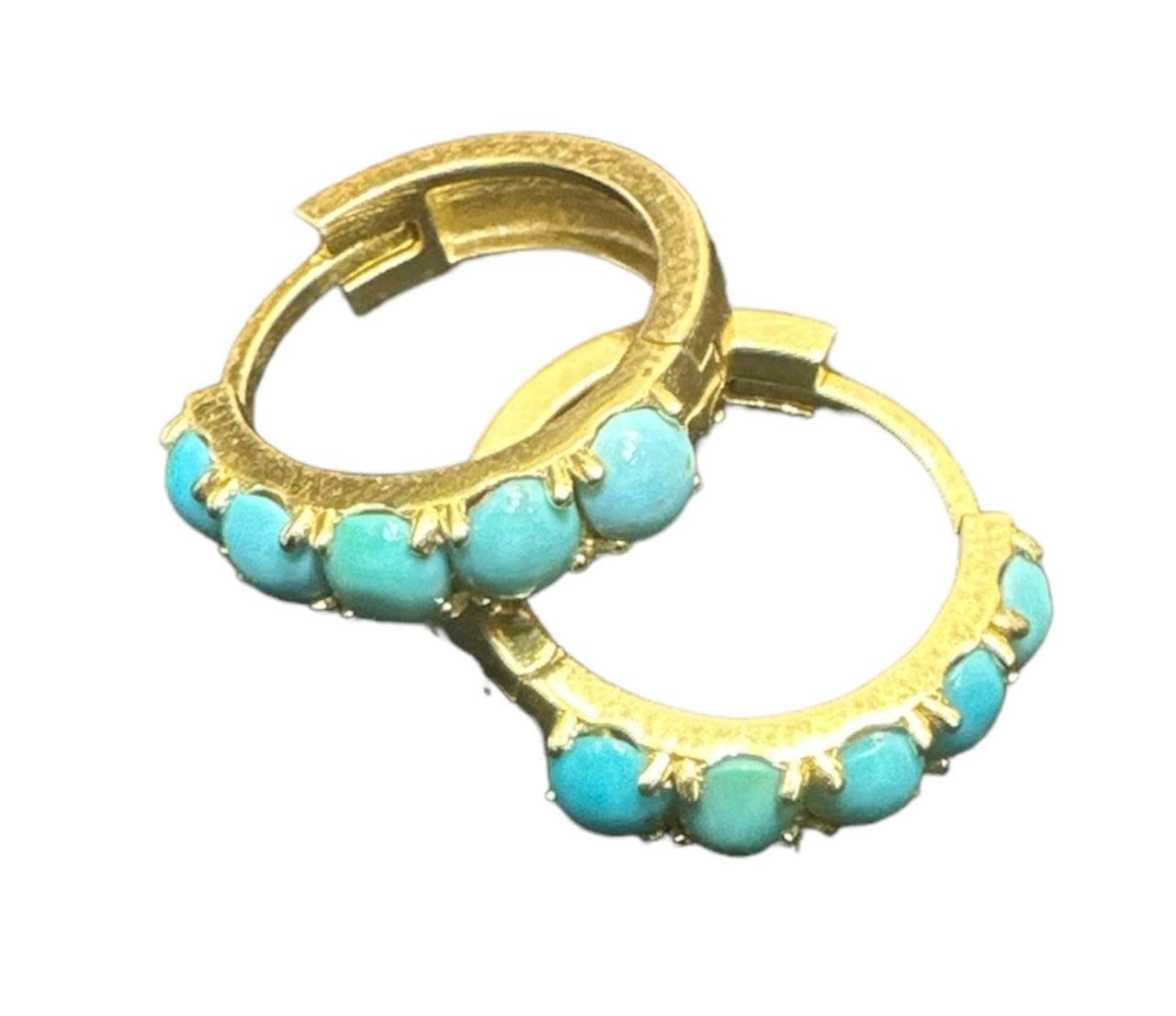 YOLA JAHSHAN 18K Gold with blue topaz Hoop Earrings