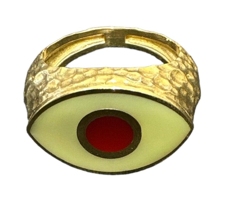 YOLA JAHSHAN Eye 18K Gold Ring with Yellow and Red enamel