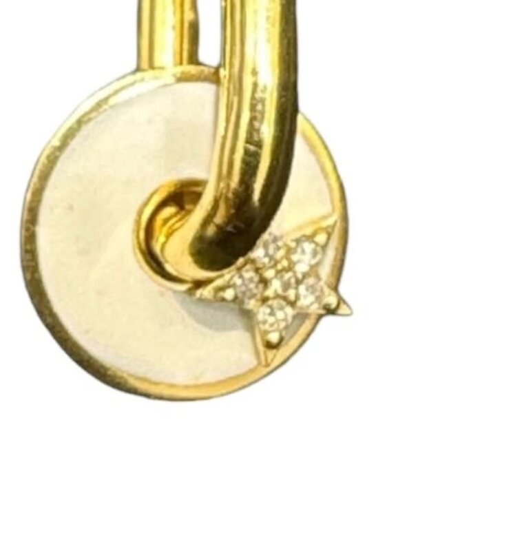 YOLA JAHSHAN 18K Gold CHARM with White and black Daimond, White enamel