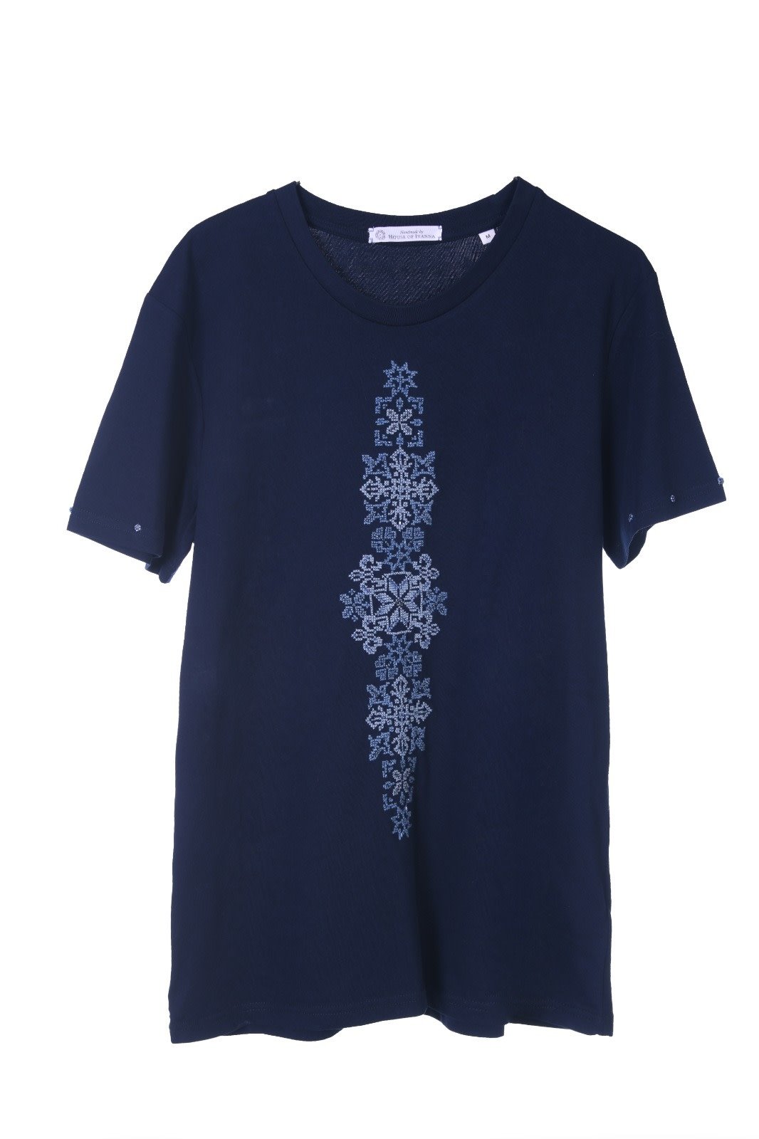 HOUSE OF INNANA Navy Blue T-Shirt with Embroidery