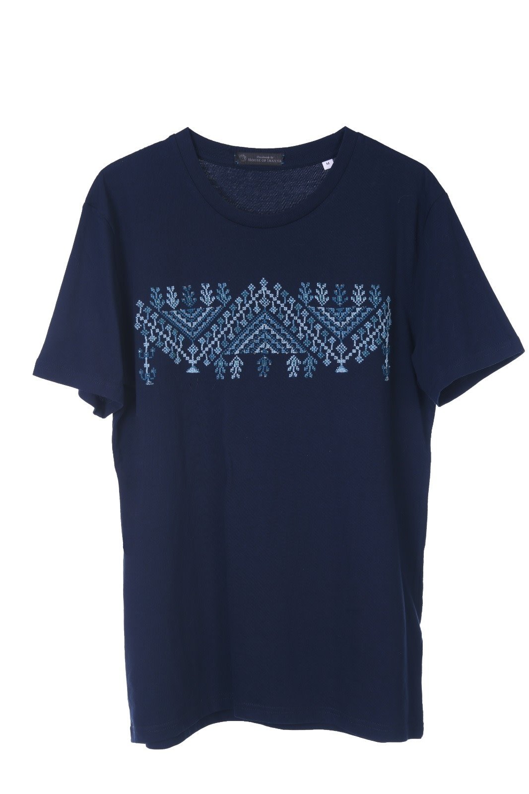 HOUSE OF INNANA Navy Blue T-Shirt with Embroidery