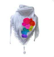 PETRA ORFALI White scarf with Multicolor crochet