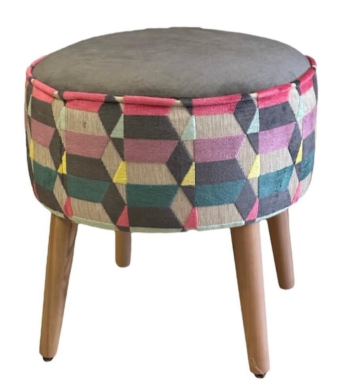 NOFA DESIGN Multicolor Round stool with wooden legs