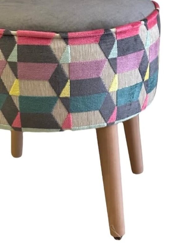 NOFA DESIGN Multicolor Round stool with wooden legs