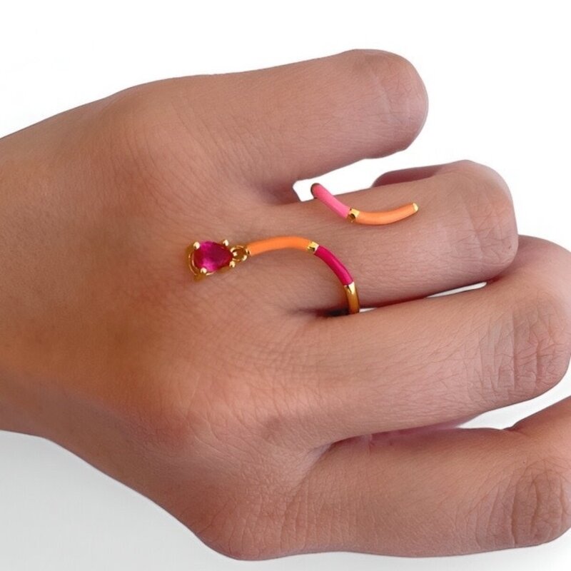 1308 CONCEPT STORE The Two Tone Ring in Orange and Pink