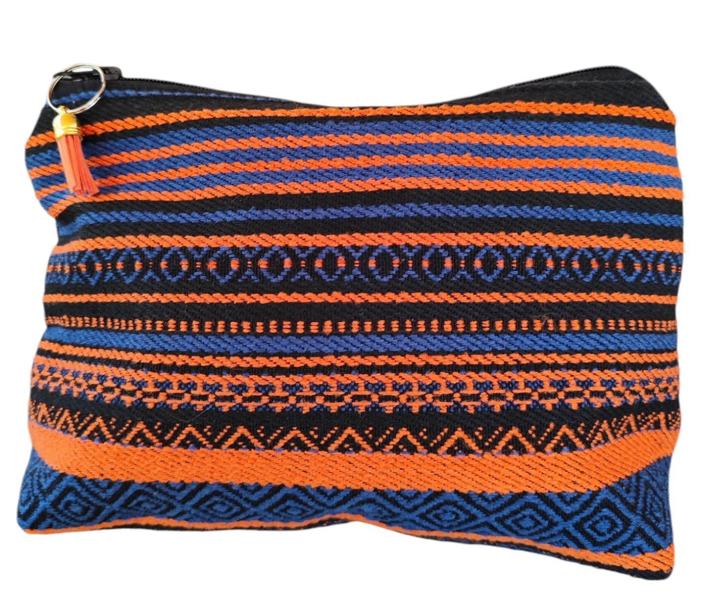 SOAP N A SACK Orange and Navy Blue Sadu Multi color Pouch