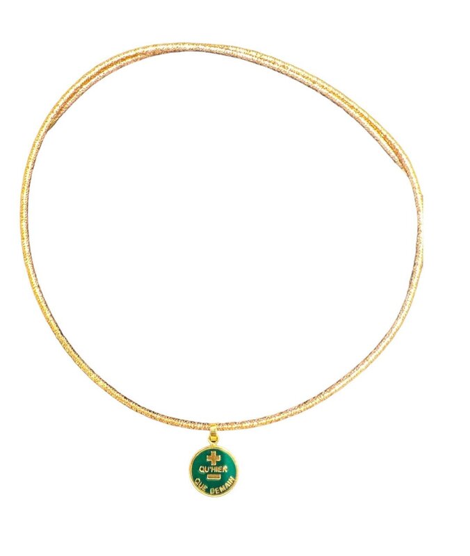 YOLA JAHSHAN 18K Gold Love Pendant Green Enamel