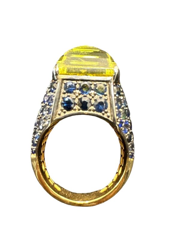 YOLA JAHSHAN Yellow Topaz with sapphire Ring