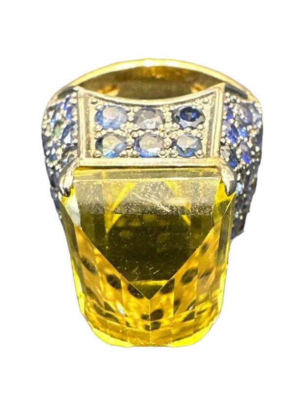 YOLA JAHSHAN Yellow Topaz with sapphire Ring