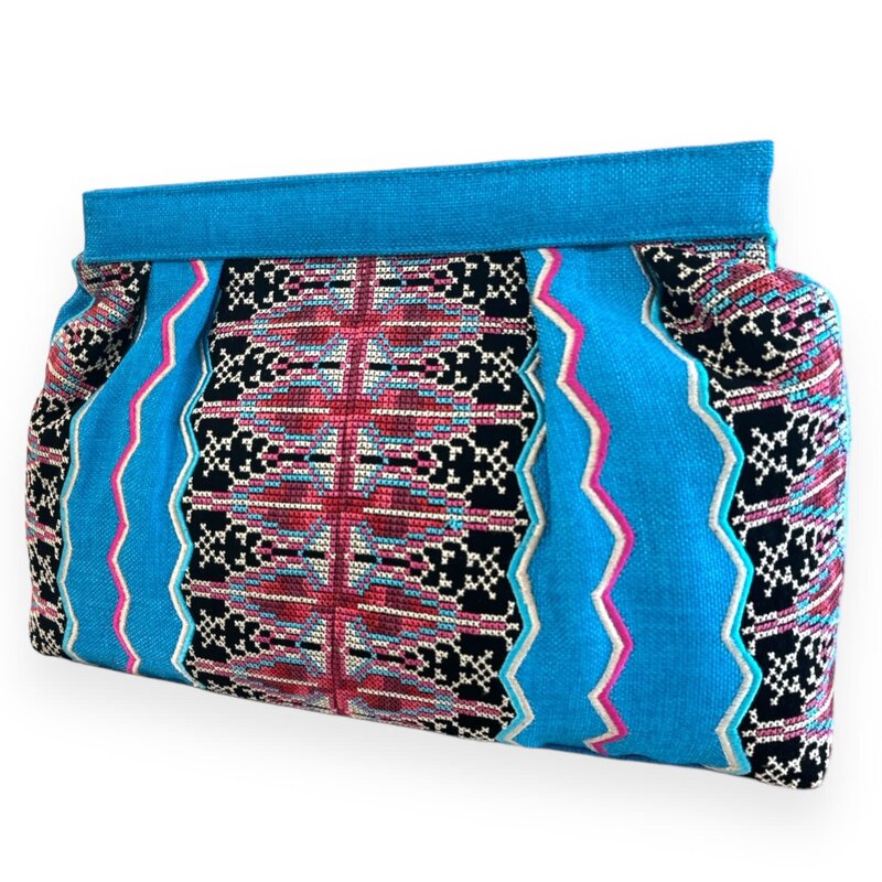 ZD SUZANI Blue Rim Tatreez Clutch