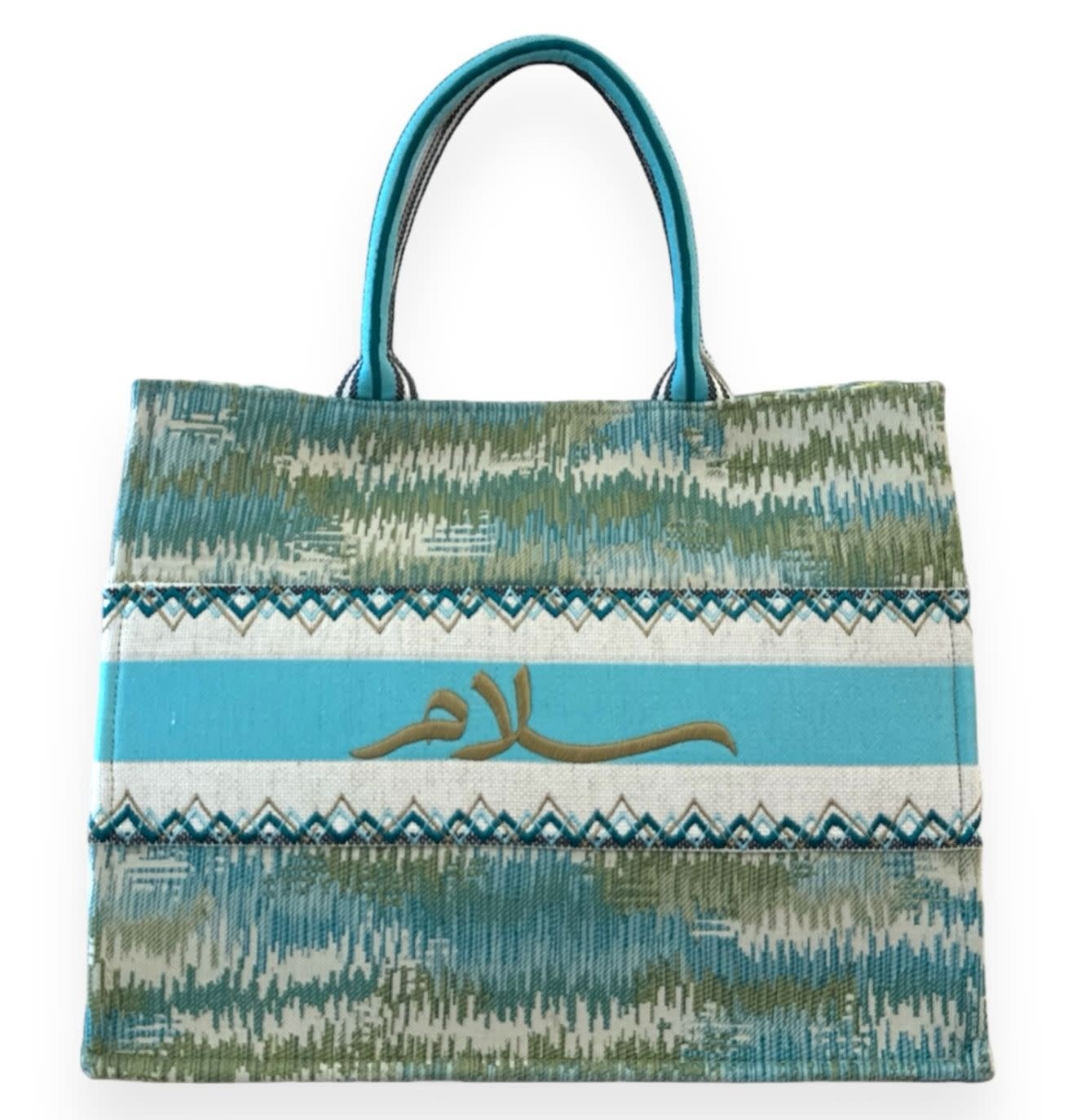 ZD SUZANI Blue Daftar Tote Bag "Salam"