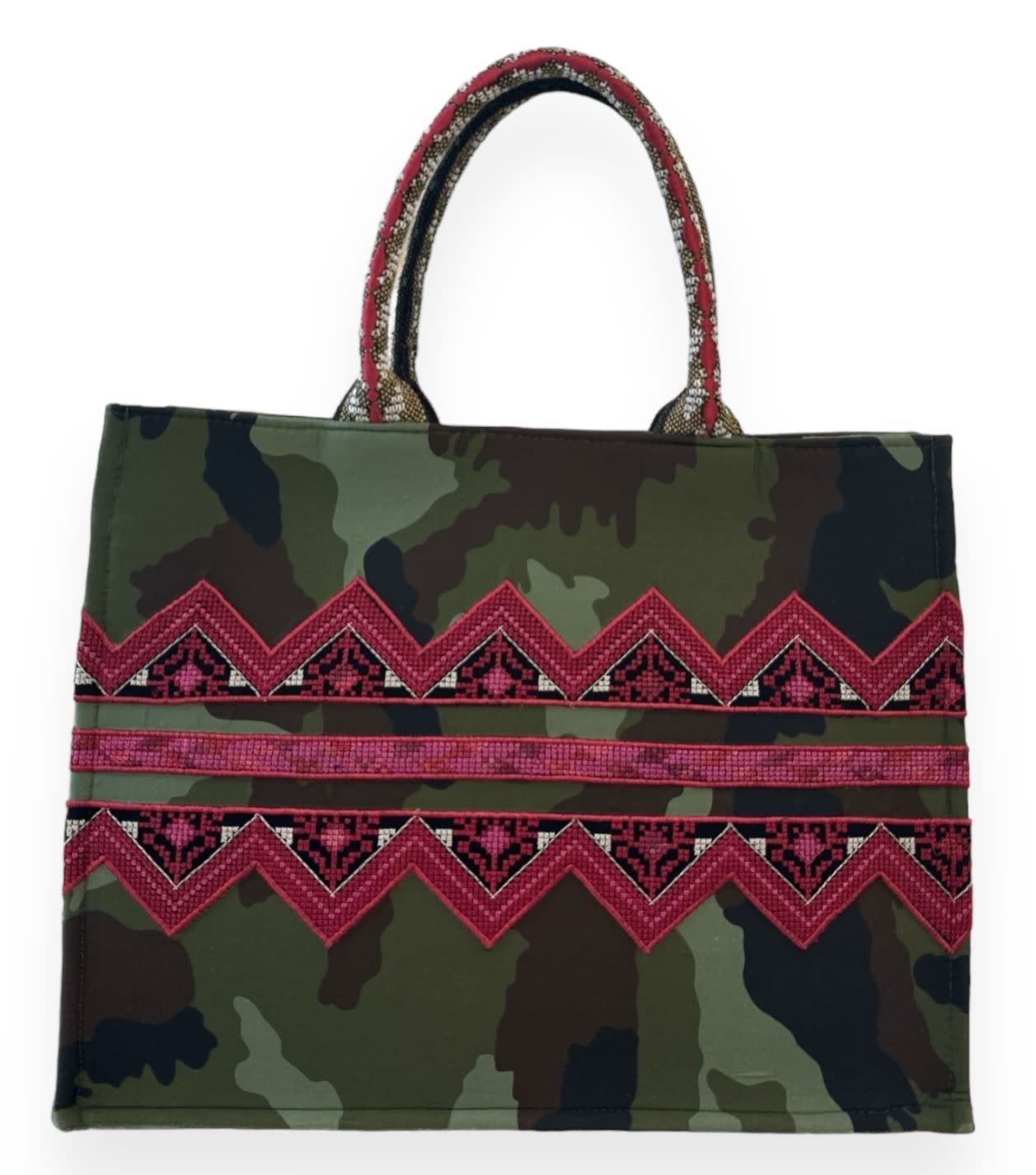 ZD SUZANI Army Green Daftar Tatreez Tote Bag