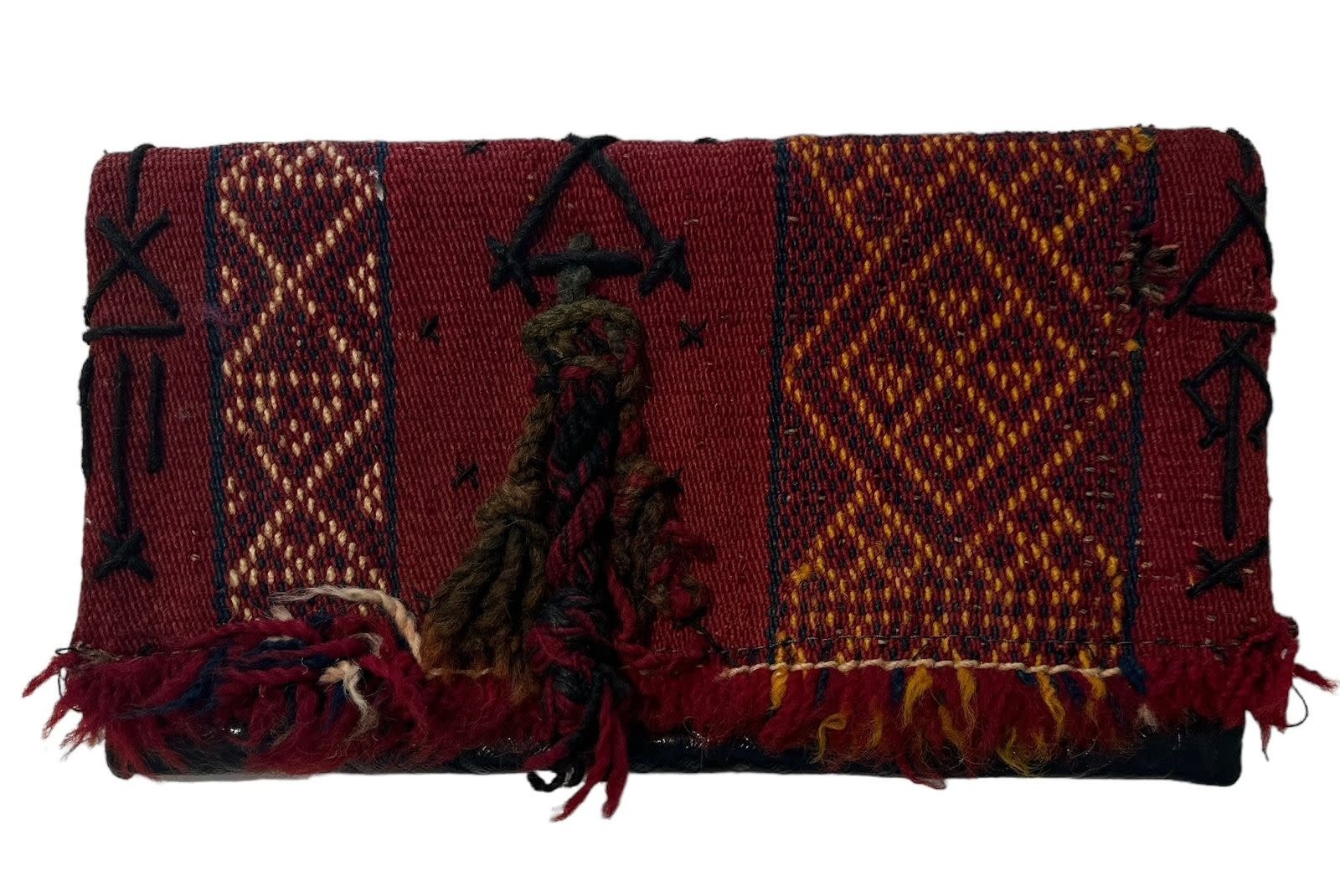 YOLA JAHSHAN FASHION Maroon and Black Clutch Bag with Embroidery