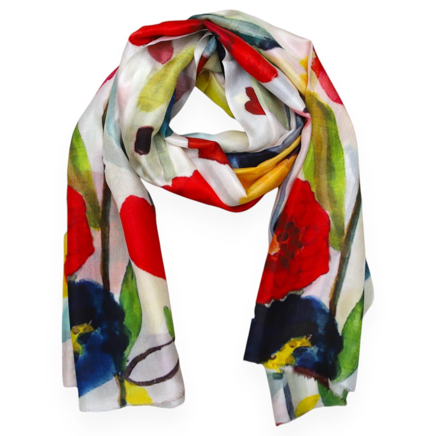 ALKUTBIA White Floral Silk Scarf